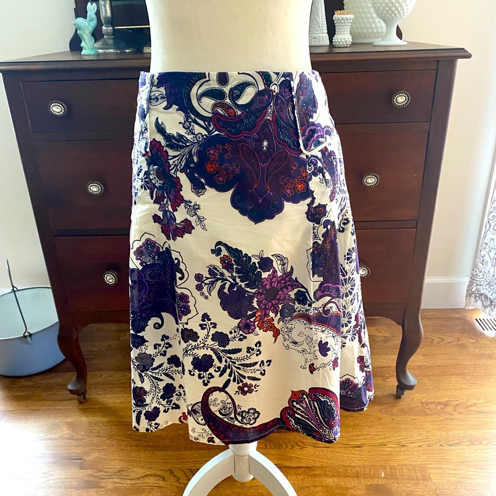 H&M Floral and purple paisley midi skirt